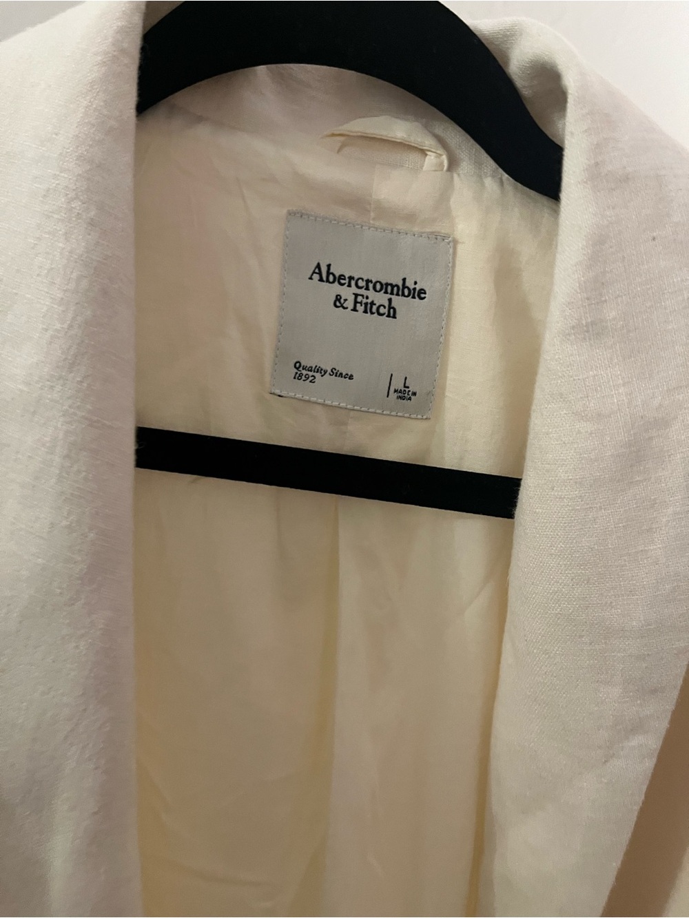Abercrombie & Fitch Women's White Linen-Blend Single-Button Blazer - Picture 3 of 4